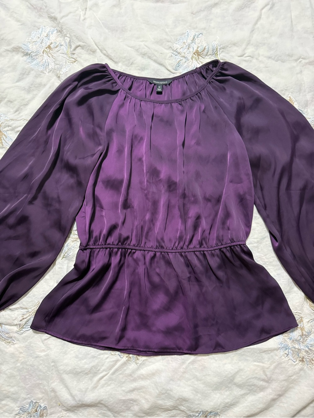 Banana Republic Deep Purple Satin Peplum Blouse